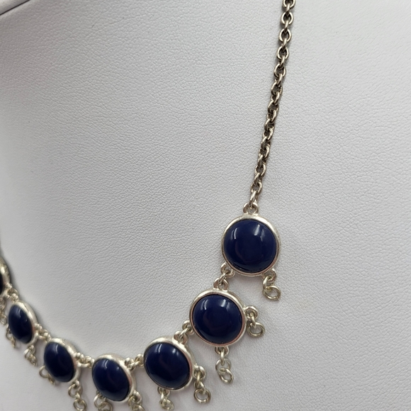 Liz Claiborne Silver Chain with Navy Blue Beads - Picture 4 of 9
